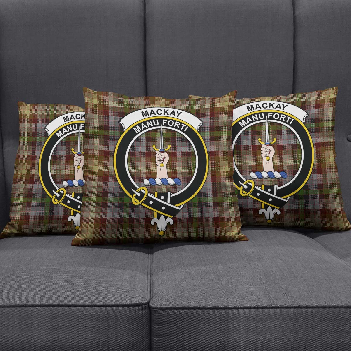 MacKay of Strathnaver Tartan Pillow Cover with Family Crest Square Pillow Cover - Tartanvibesclothing