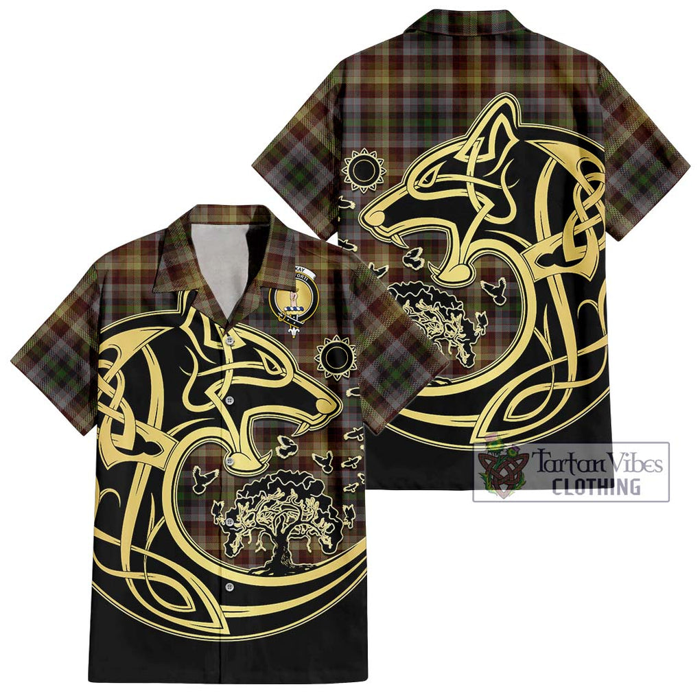 MacKay of Strathnaver Tartan Short Sleeve Button Shirt with Family Crest Celtic Wolf Style Kid - Tartan Vibes Clothing