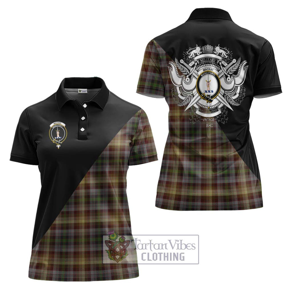 MacKay of Strathnaver Tartan Women's Polo Shirt with Family Crest and Military Logo Style Women - Tartanvibesclothing Shop