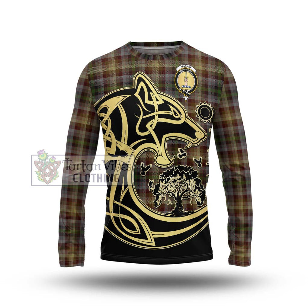 MacKay of Strathnaver Tartan Long Sleeve T-Shirt with Family Crest Celtic Wolf Style Unisex - Tartan Vibes Clothing