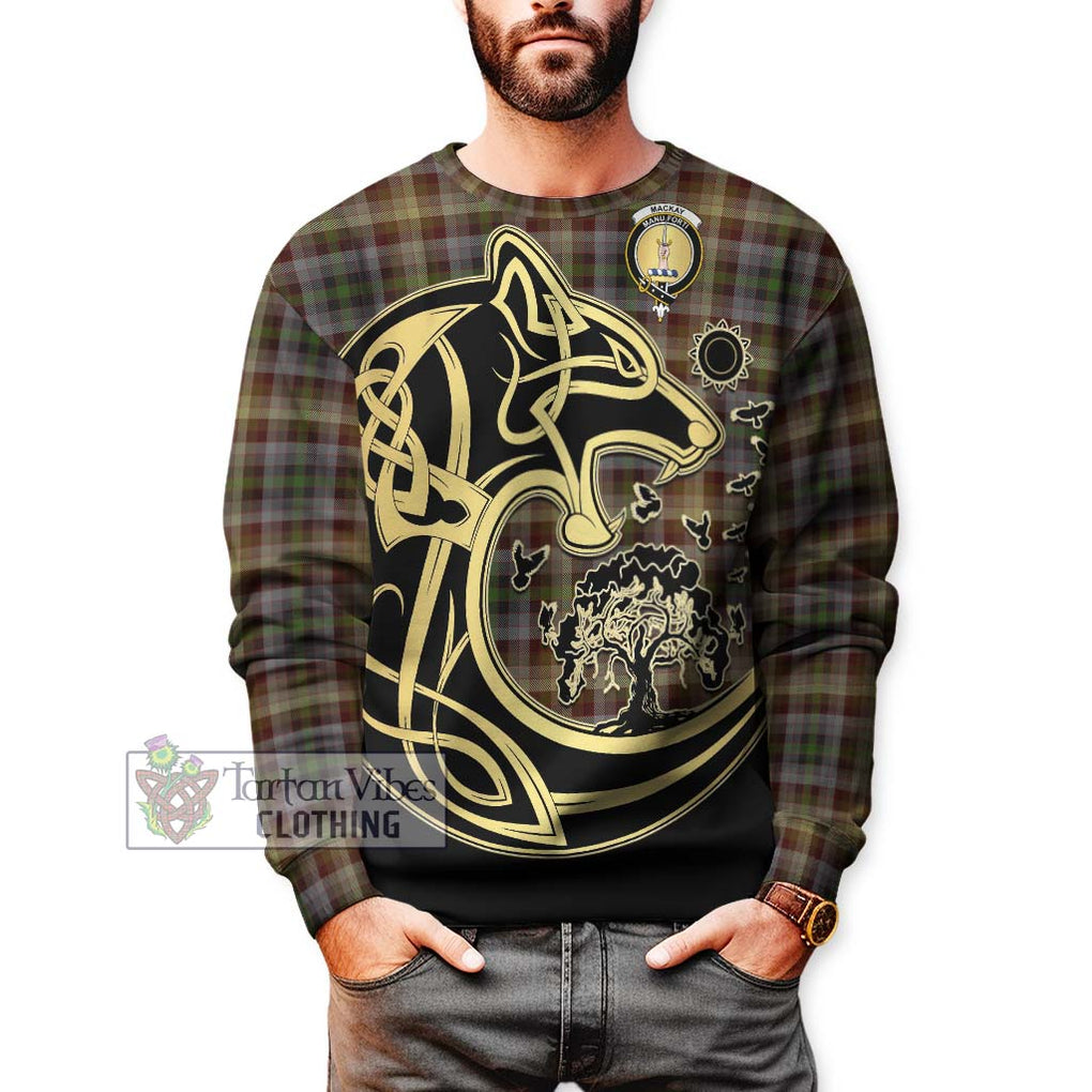 MacKay of Strathnaver Tartan Sweatshirt with Family Crest Celtic Wolf Style Unisex - Tartan Vibes Clothing