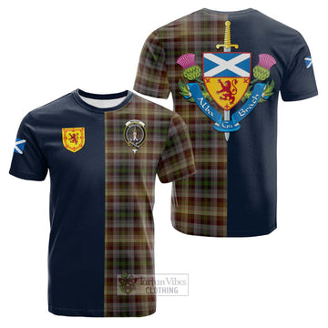 MacKay of Strathnaver Tartan Cotton T-shirt Alba with Scottish Lion Royal Arm Half Style