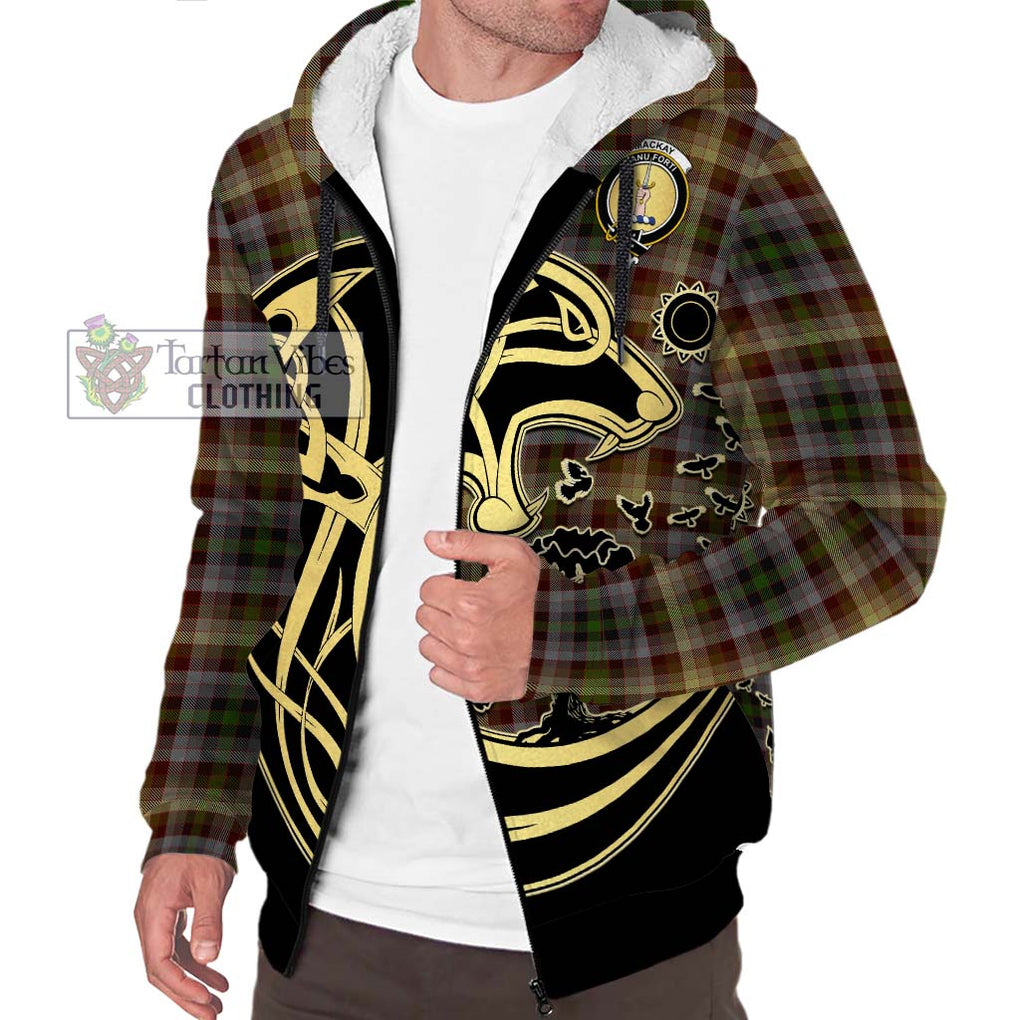 MacKay of Strathnaver Tartan Sherpa Hoodie with Family Crest Celtic Wolf Style Unisex S - Tartan Vibes Clothing