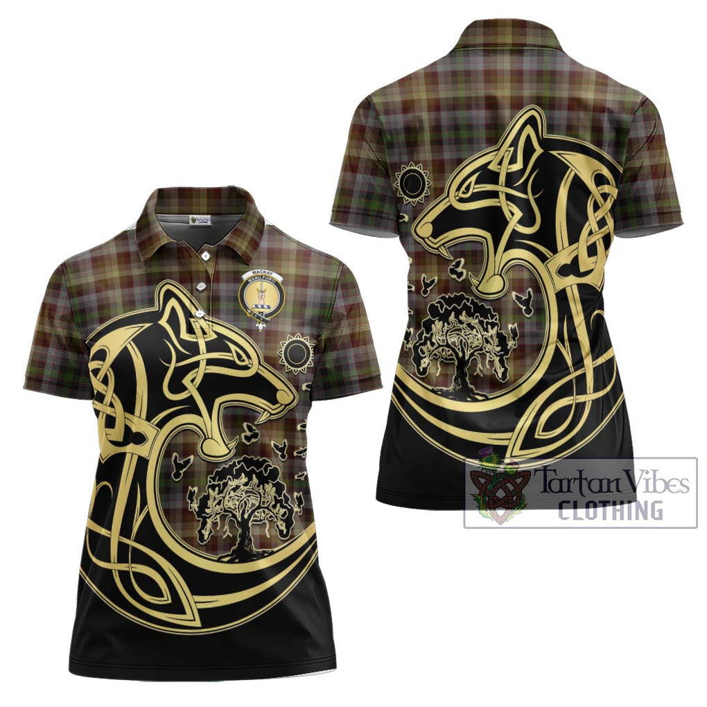 MacKay of Strathnaver Tartan Women's Polo Shirt with Family Crest Celtic Wolf Style Women - Tartanvibesclothing Shop