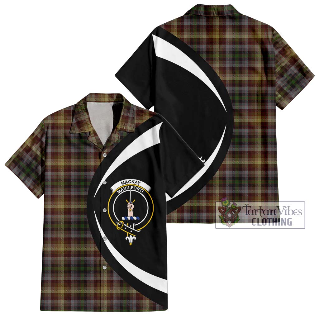 MacKay of Strathnaver Tartan Short Sleeve Button Up with Family Crest Circle Style Kid - Tartan Vibes Clothing