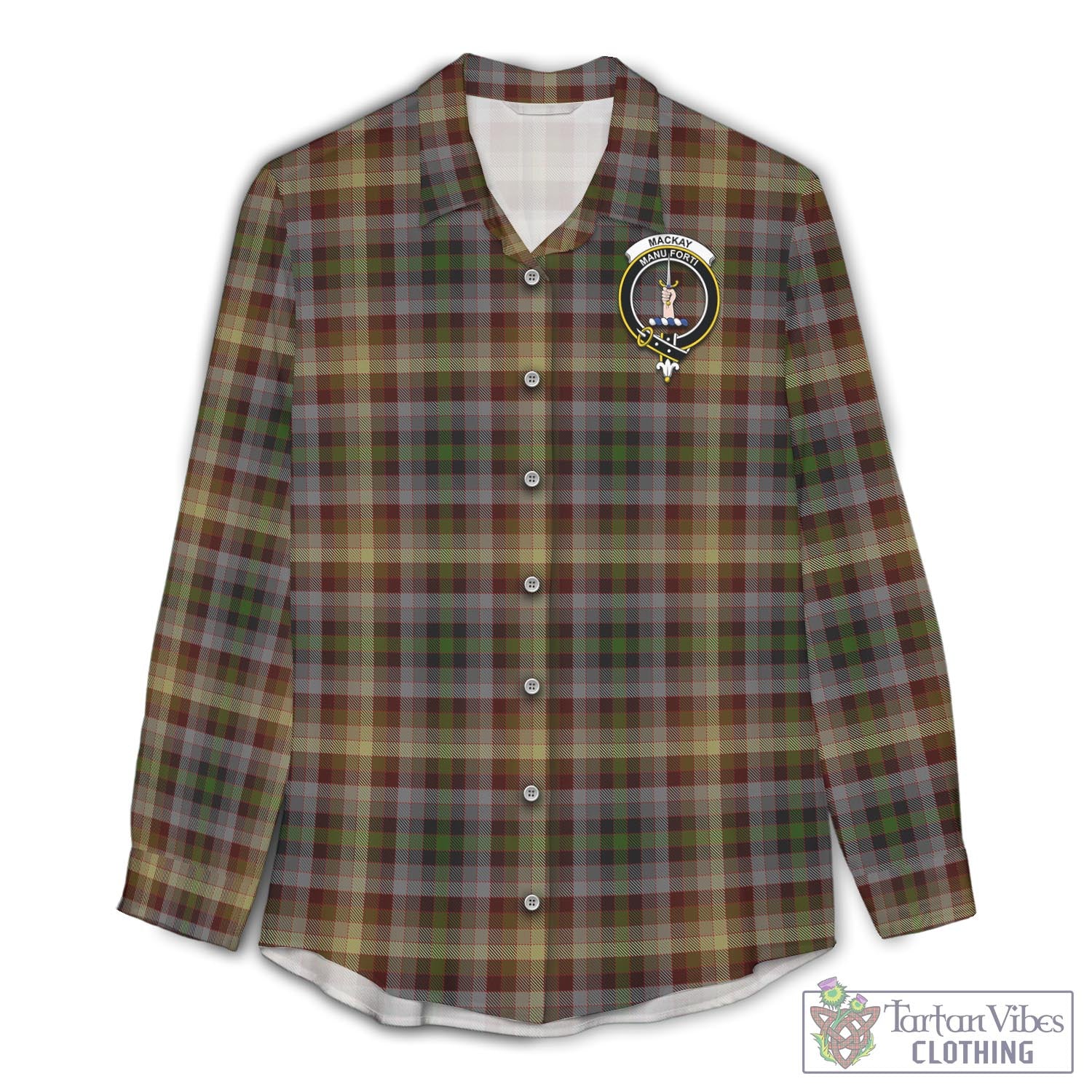 Tartan Vibes Clothing MacKay of Strathnaver Tartan Womens Casual Shirt with Family Crest