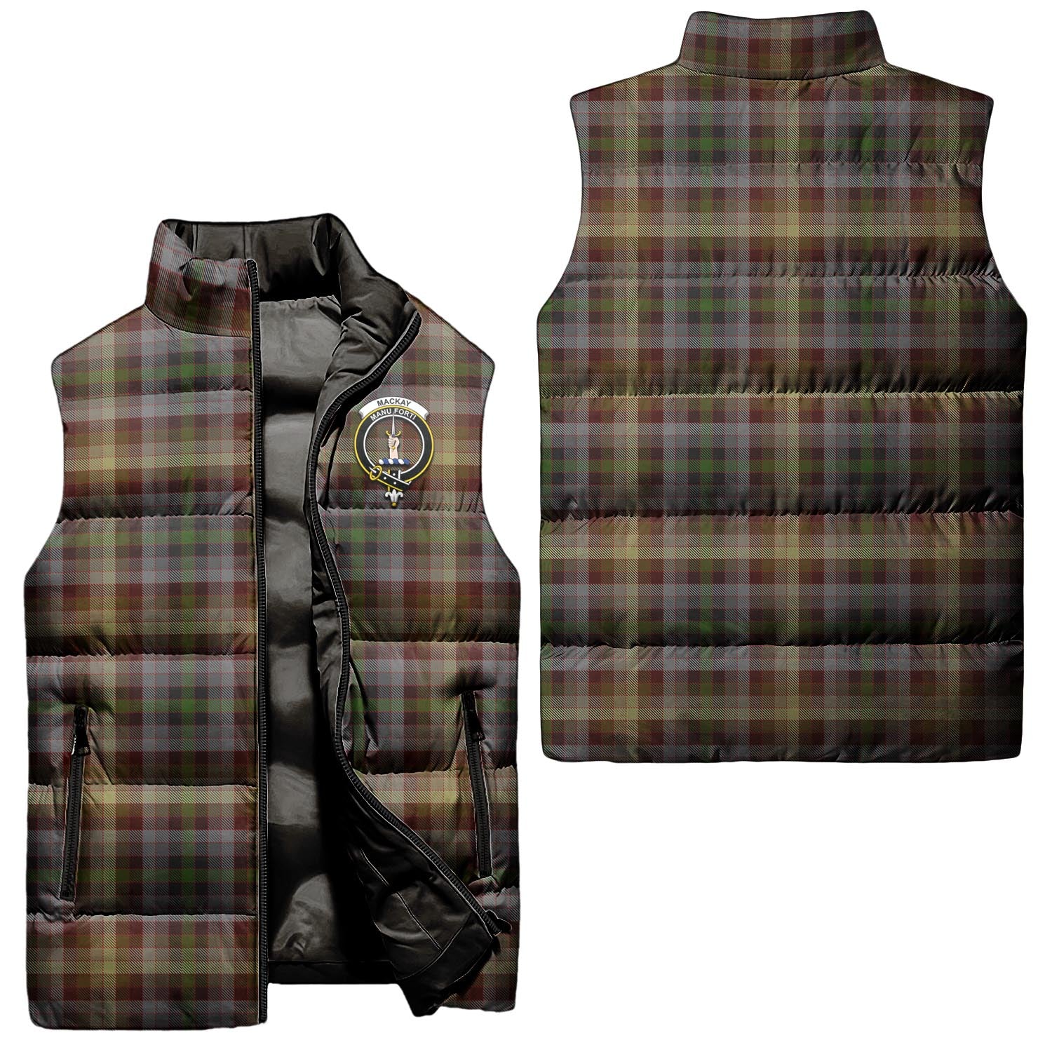 MacKay of Strathnaver Tartan Sleeveless Puffer Jacket with Family Crest Unisex - Tartanvibesclothing