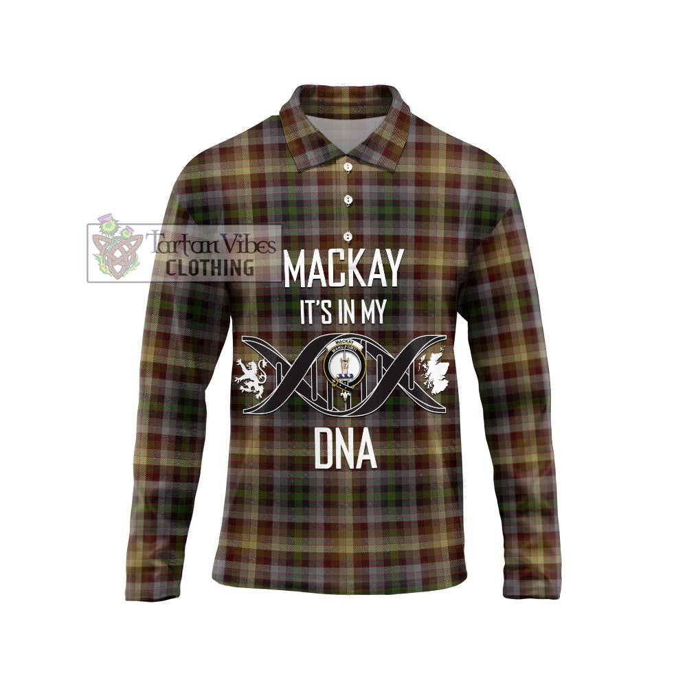 MacKay of Strathnaver Tartan Long Sleeve Polo Shirt with Family Crest DNA In Me Style Unisex - Tartanvibesclothing Shop