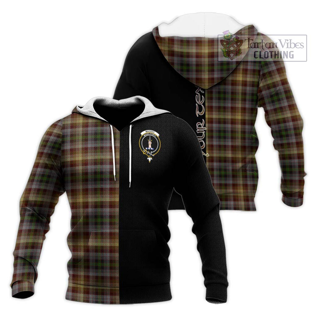 MacKay of Strathnaver Tartan Knitted Hoodie with Family Crest and Half Of Me Style Unisex Knitted Pullover Hoodie - Tartanvibesclothing Shop