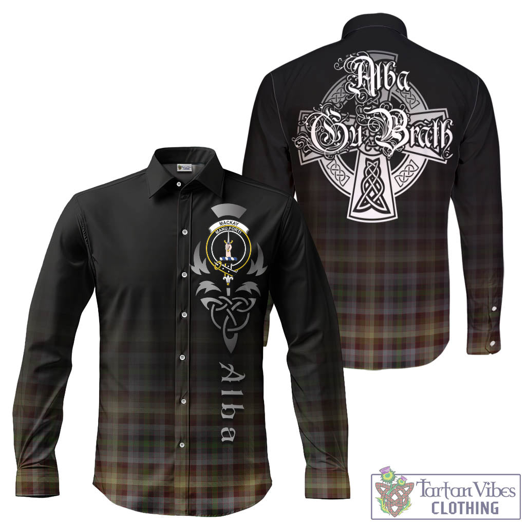 Tartan Vibes Clothing MacKay of Strathnaver Tartan Long Sleeve Button Up Featuring Alba Gu Brath Family Crest Celtic Inspired