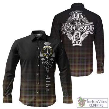 MacKay of Strathnaver Tartan Long Sleeve Button Up Featuring Alba Gu Brath Family Crest Celtic Inspired