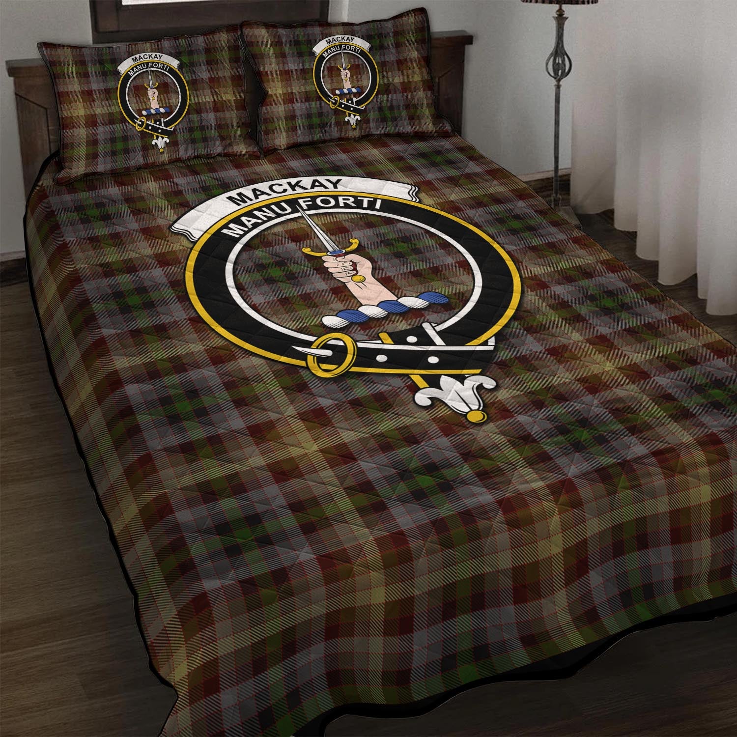 MacKay of Strathnaver Tartan Quilt Bed Set with Family Crest - Tartan Vibes Clothing