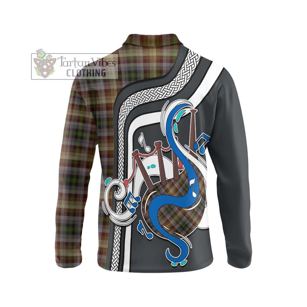 Tartan Vibes Clothing MacKay of Strathnaver Tartan Long Sleeve Polo Shirt with Epic Bagpipe Style