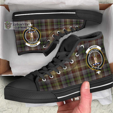 MacKay of Strathnaver Tartan High Top Shoes with Family Crest