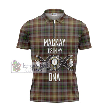 MacKay of Strathnaver Tartan Zipper Polo Shirt with Family Crest DNA In Me Style