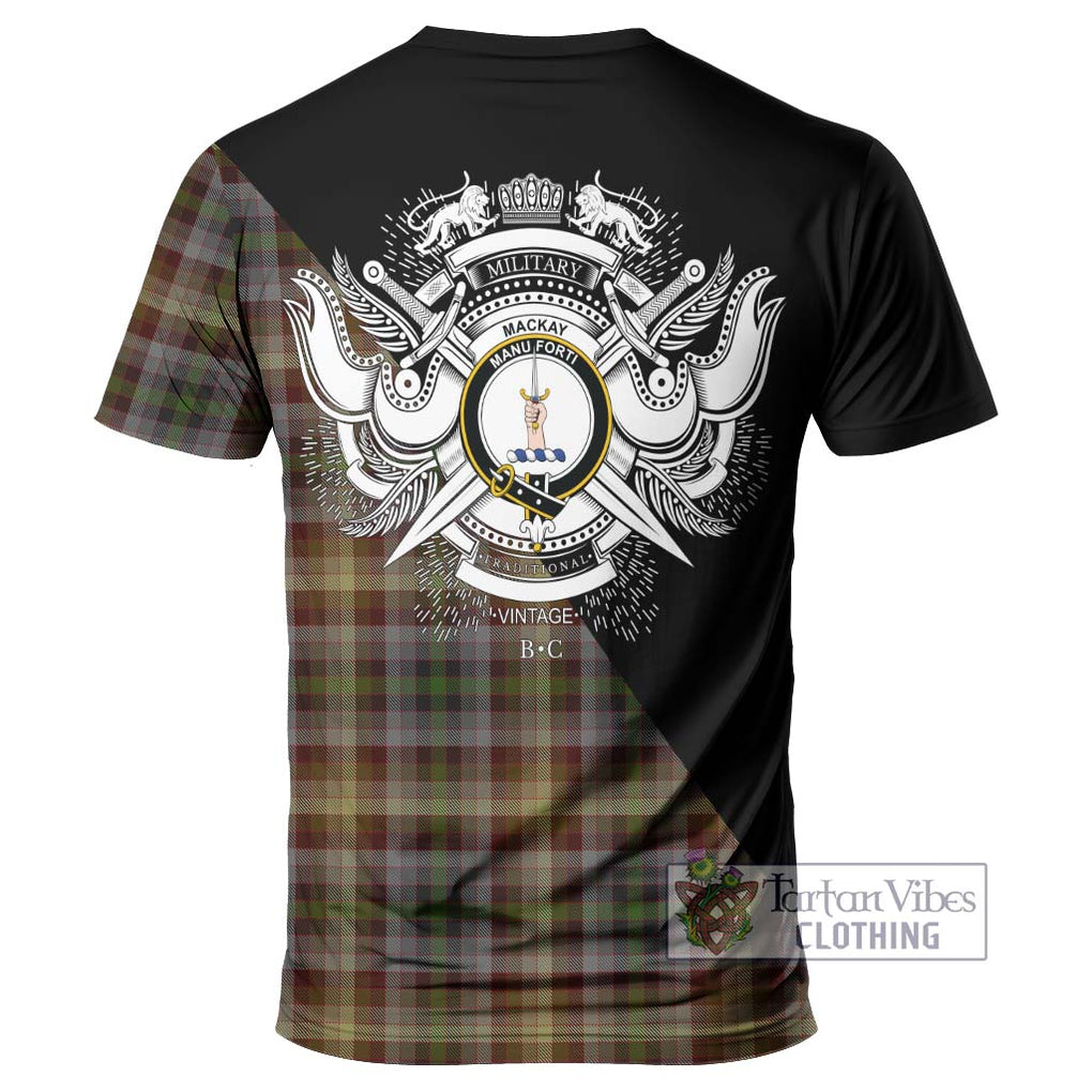 MacKay of Strathnaver Tartan T-Shirt with Family Crest and Military Logo Style - Tartanvibesclothing Shop