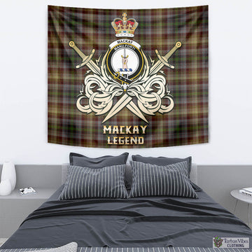 MacKay of Strathnaver Tartan Tapestry with Clan Crest and the Golden Sword of Courageous Legacy