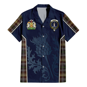 MacKay of Strathnaver Tartan Short Sleeve Button Up Shirt with Family Crest and Scottish Thistle Vibes Sport Style