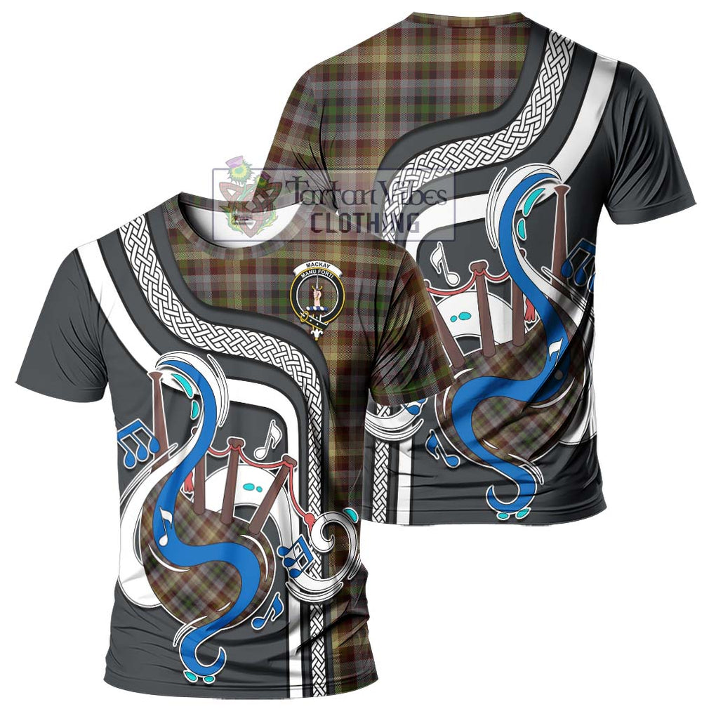 MacKay of Strathnaver Tartan T-Shirt with Epic Bagpipe Style - Tartanvibesclothing Shop