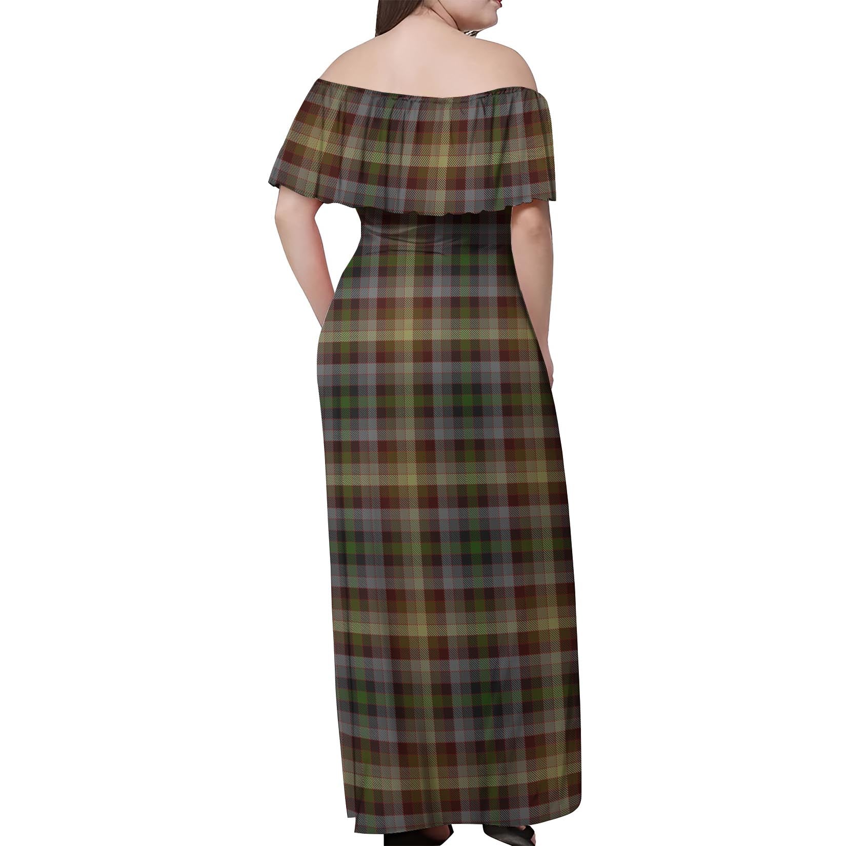 MacKay of Strathnaver Tartan Off Shoulder Long Dress - Tartanvibesclothing