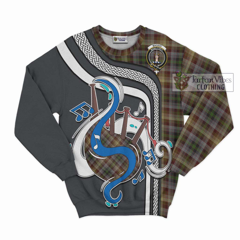 Tartan Vibes Clothing MacKay of Strathnaver Tartan Sweatshirt with Epic Bagpipe Style