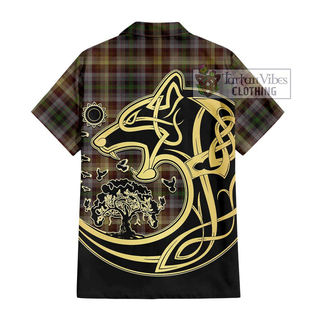 MacKay of Strathnaver Tartan Short Sleeve Button Shirt with Family Crest Celtic Wolf Style - Tartan Vibes Clothing