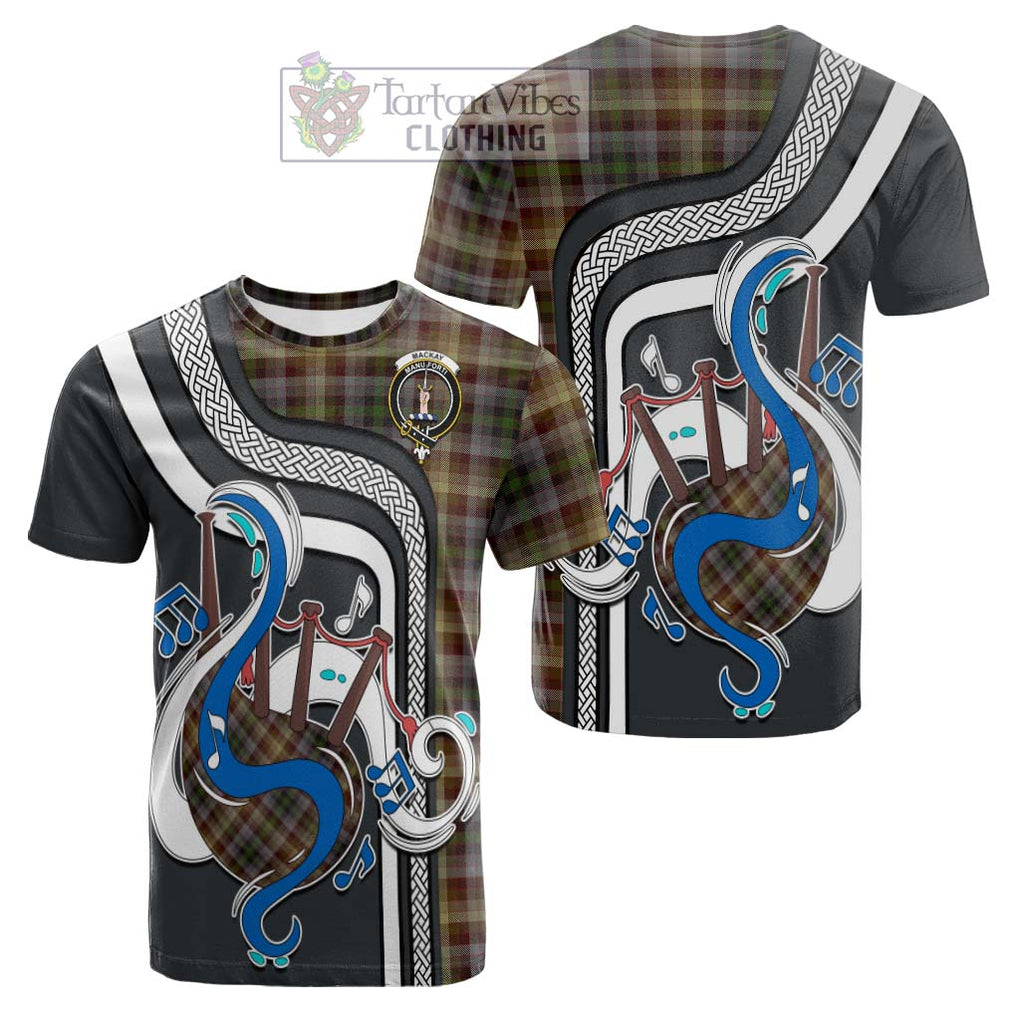 Tartan Vibes Clothing MacKay of Strathnaver Tartan Cotton T-shirt with Epic Bagpipe Style