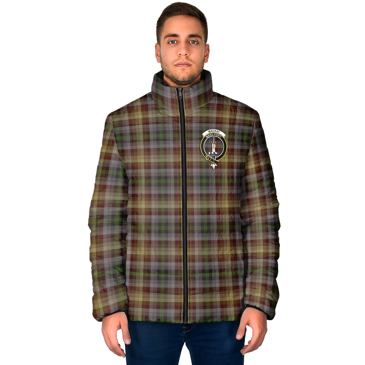 MacKay of Strathnaver Tartan Padded Jacket with Family Crest - Tartan Vibes Clothing