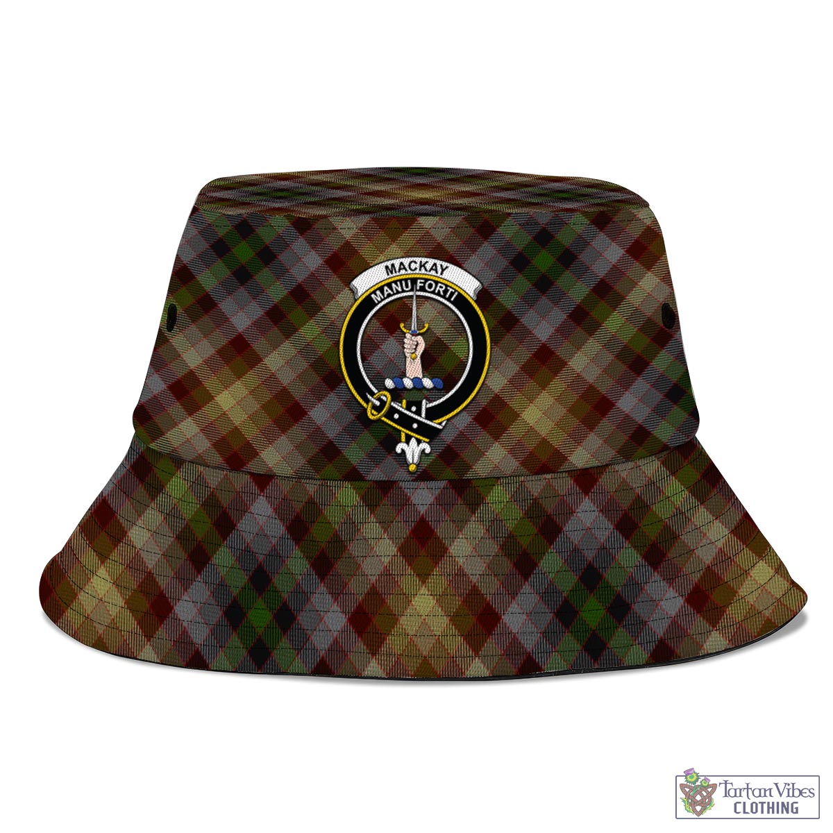 Tartan Vibes Clothing MacKay of Strathnaver Tartan Bucket Hat with Family Crest