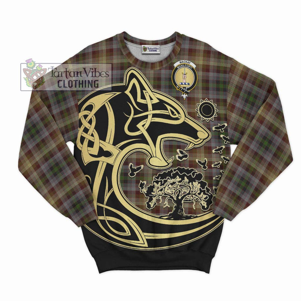 MacKay of Strathnaver Tartan Sweatshirt with Family Crest Celtic Wolf Style - Tartan Vibes Clothing