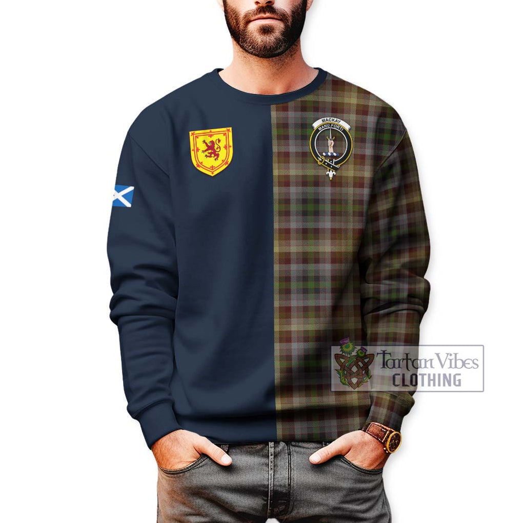 Tartan Vibes Clothing MacKay of Strathnaver Tartan Sweatshirt with Scottish Lion Royal Arm Half Style