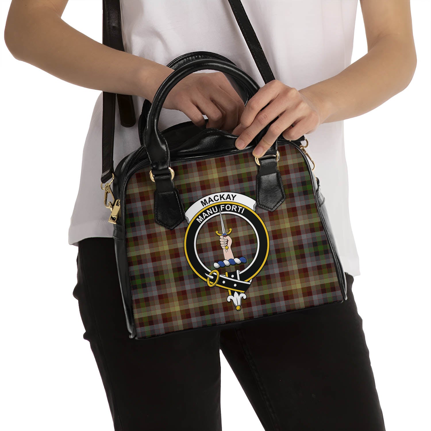 MacKay of Strathnaver Tartan Shoulder Handbags with Family Crest - Tartanvibesclothing