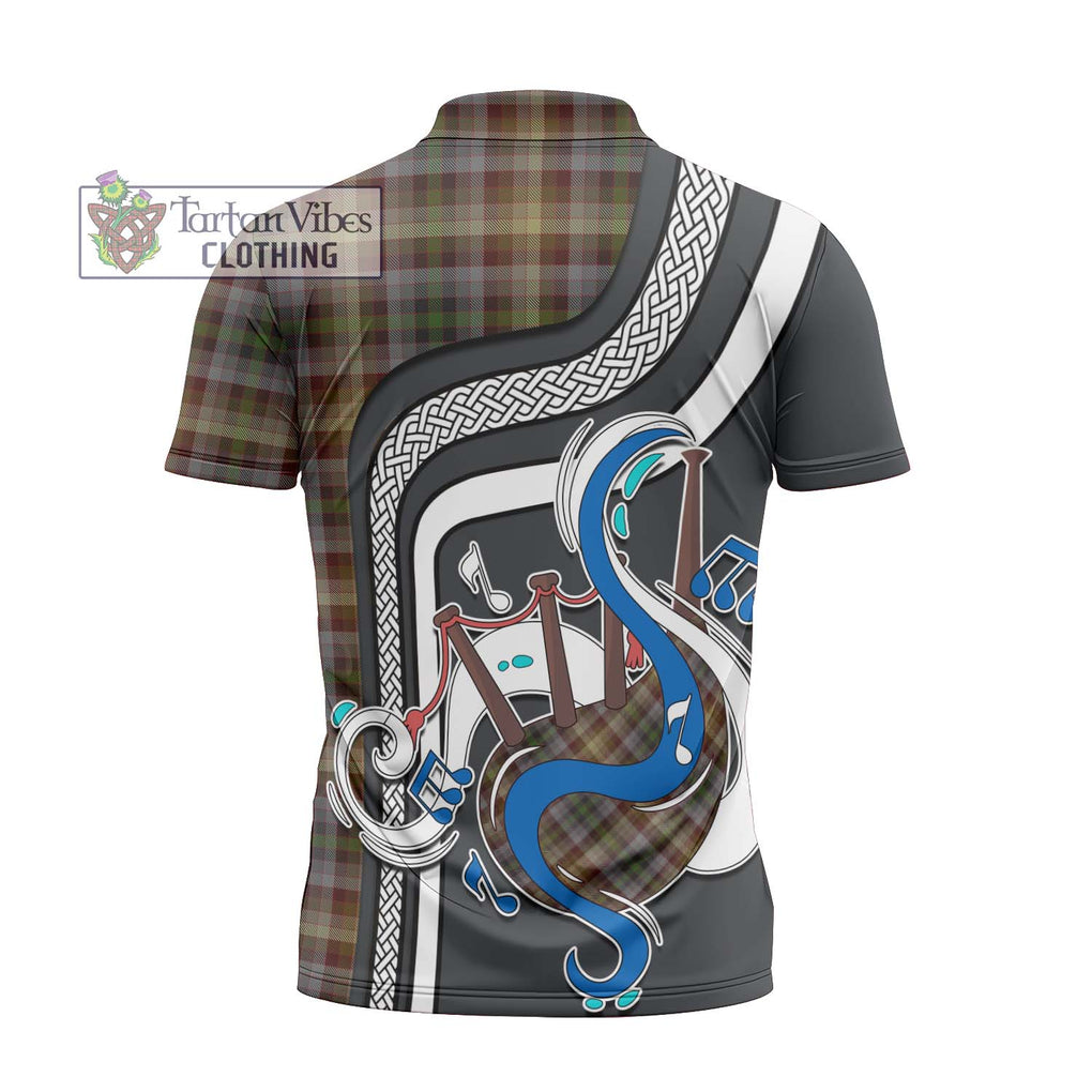 MacKay of Strathnaver Tartan Zipper Polo Shirt with Epic Bagpipe Style - Tartanvibesclothing Shop