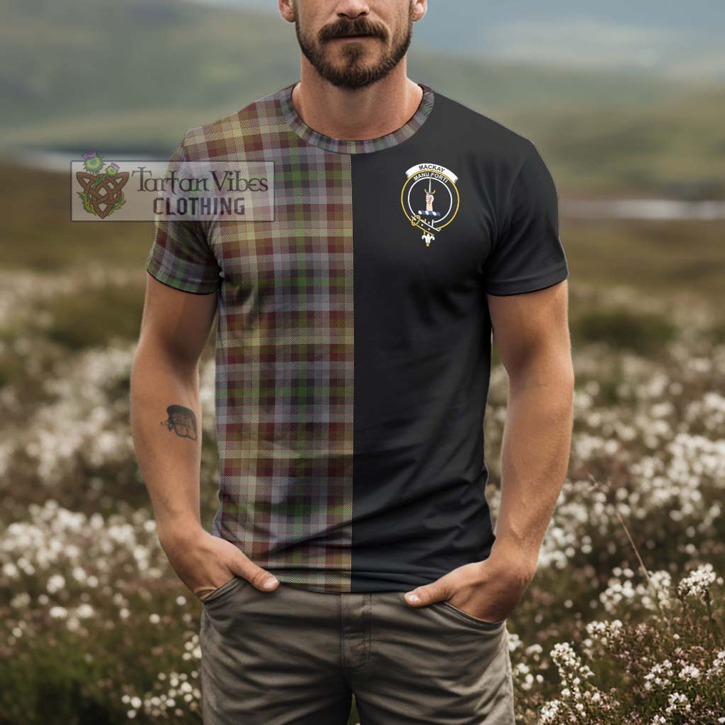 MacKay of Strathnaver Tartan T-Shirt with Family Crest and Half Of Me Style - Tartanvibesclothing Shop