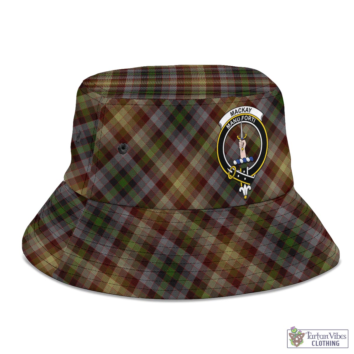 Tartan Vibes Clothing MacKay of Strathnaver Tartan Bucket Hat with Family Crest