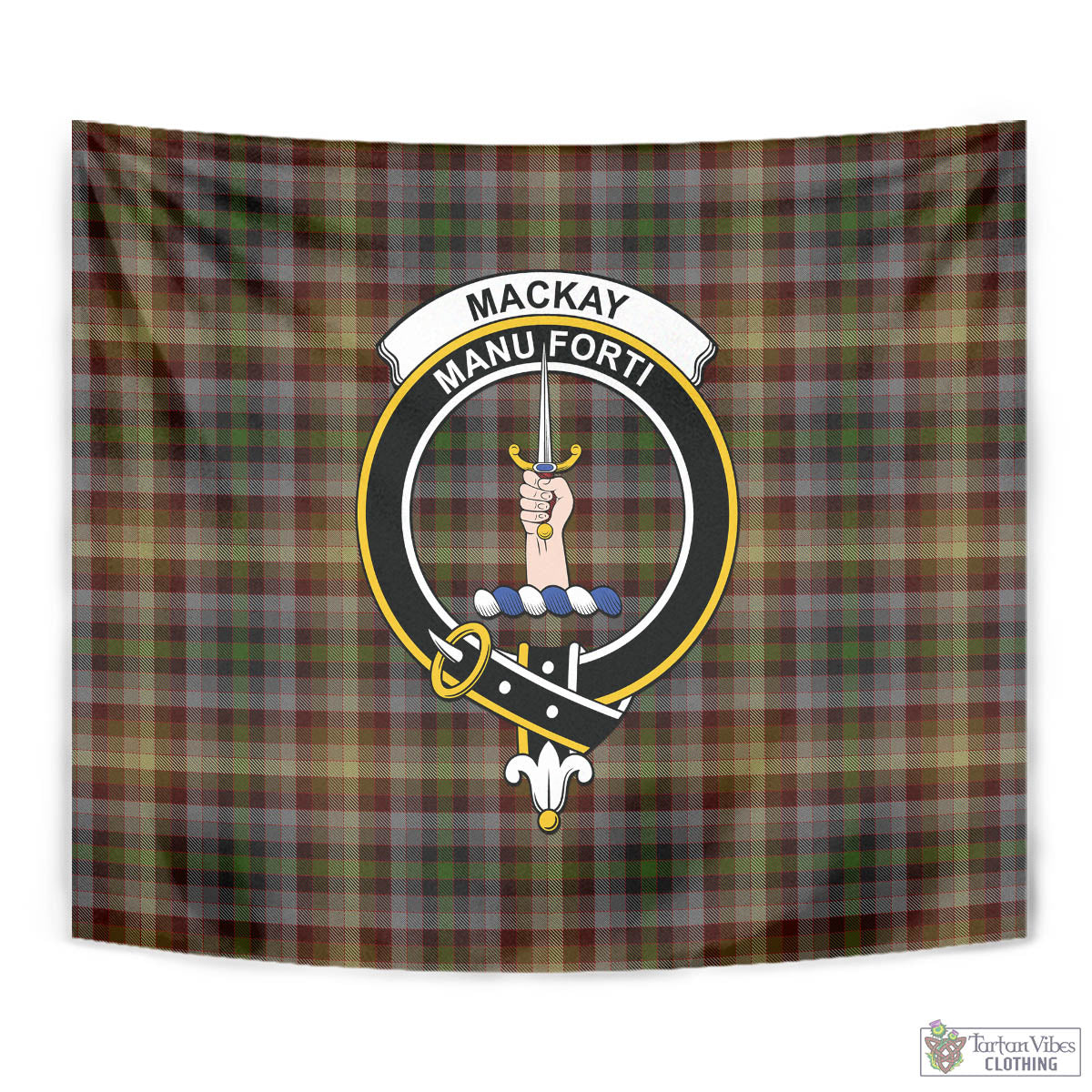 Tartan Vibes Clothing MacKay of Strathnaver Tartan Tapestry Wall Hanging and Home Decor for Room with Family Crest