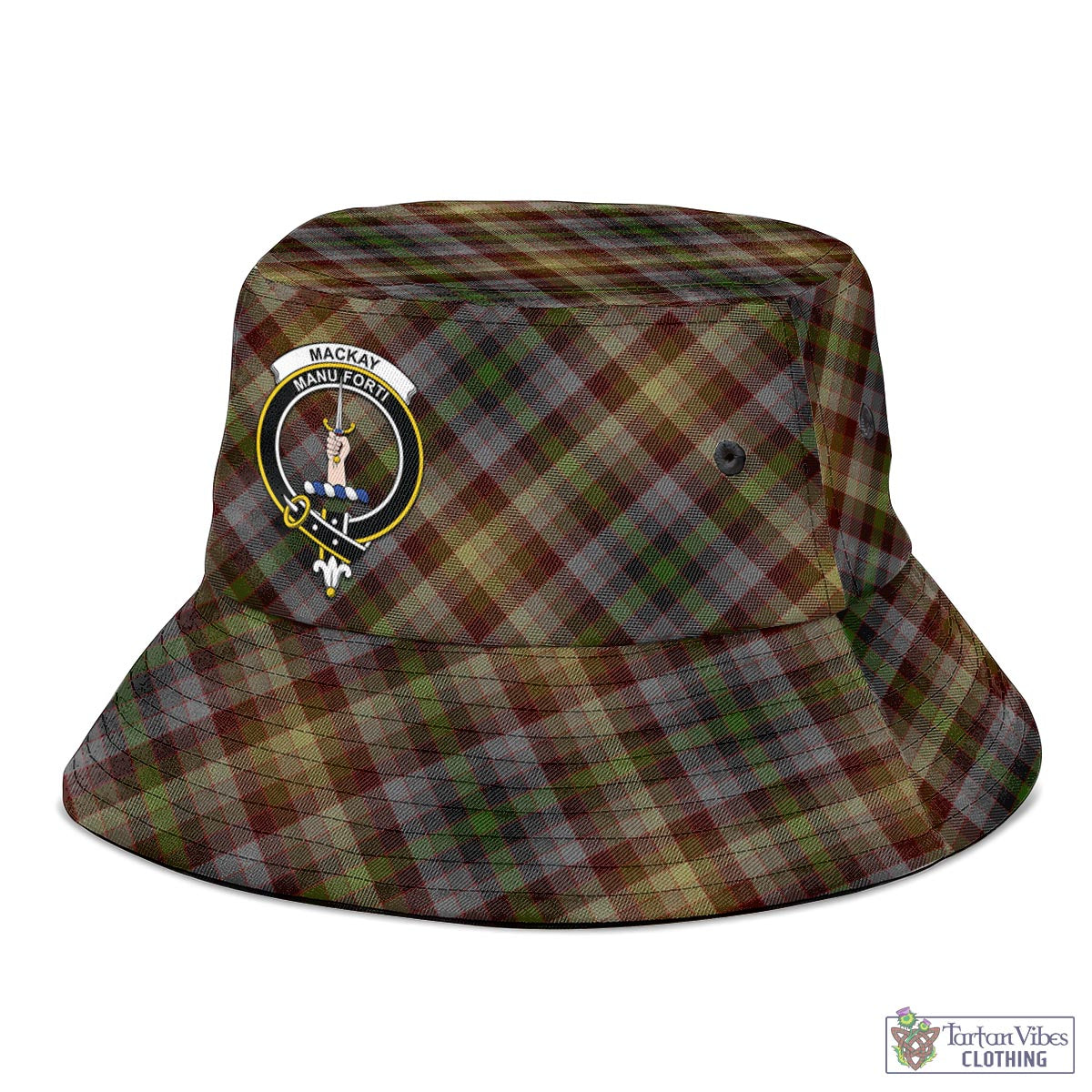 Tartan Vibes Clothing MacKay of Strathnaver Tartan Bucket Hat with Family Crest