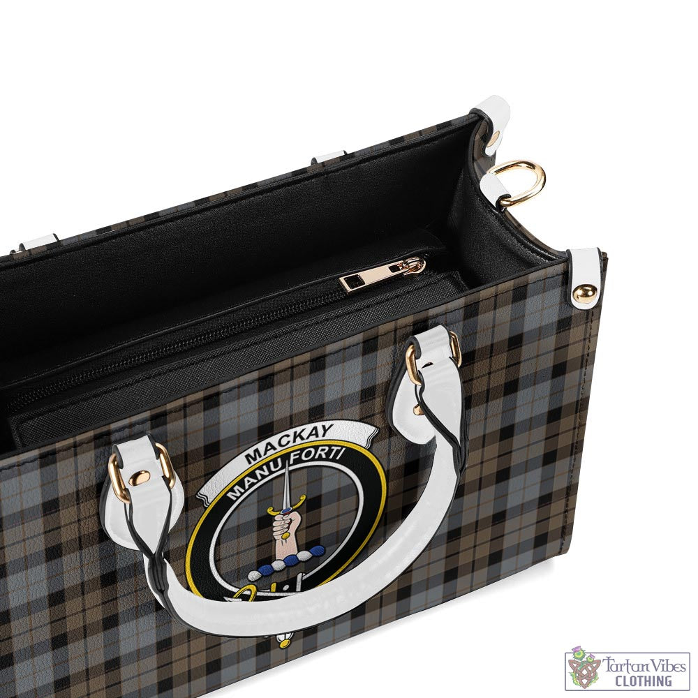 Tartan Vibes Clothing MacKay Weathered Tartan Luxury Leather Handbags with Family Crest