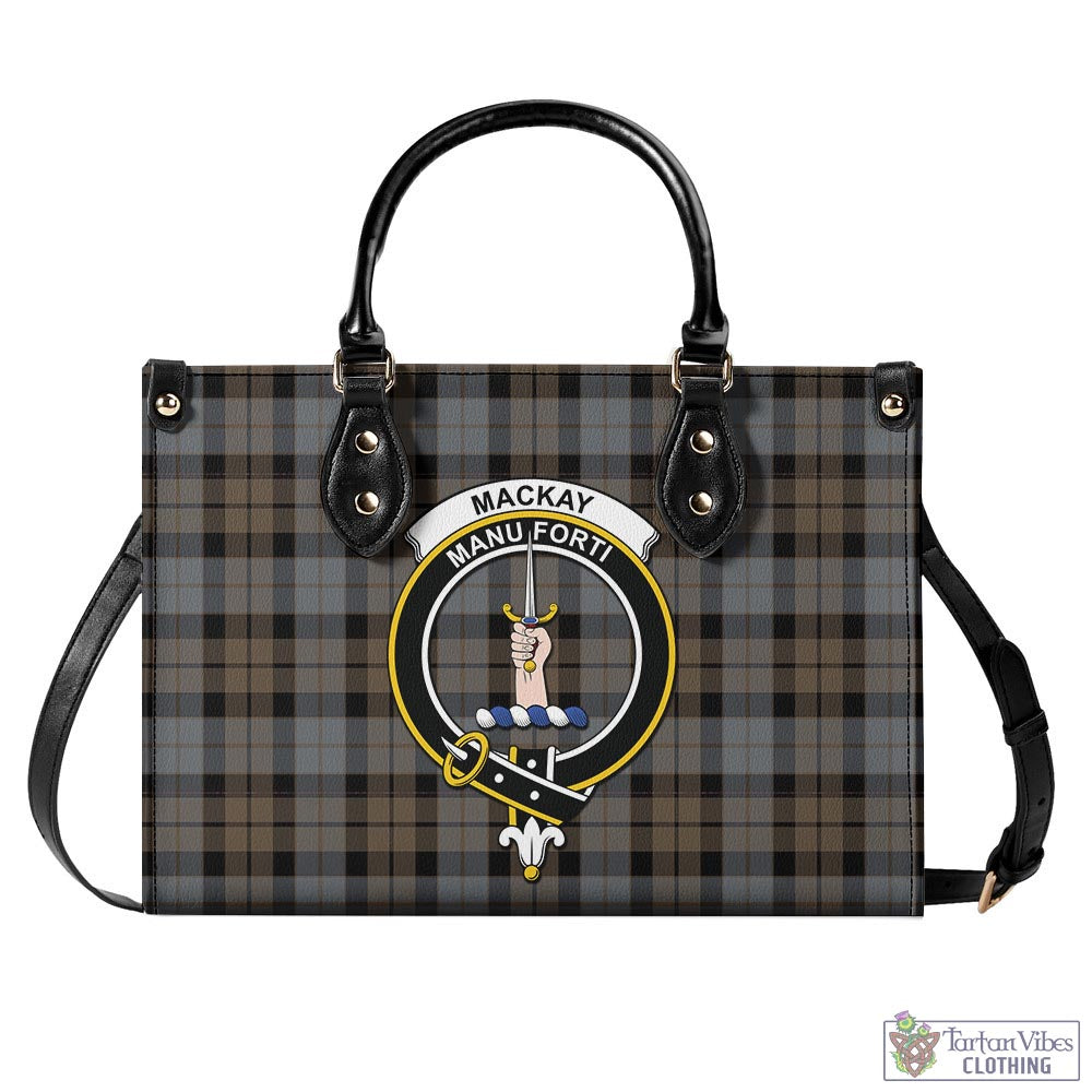 Tartan Vibes Clothing MacKay Weathered Tartan Luxury Leather Handbags with Family Crest