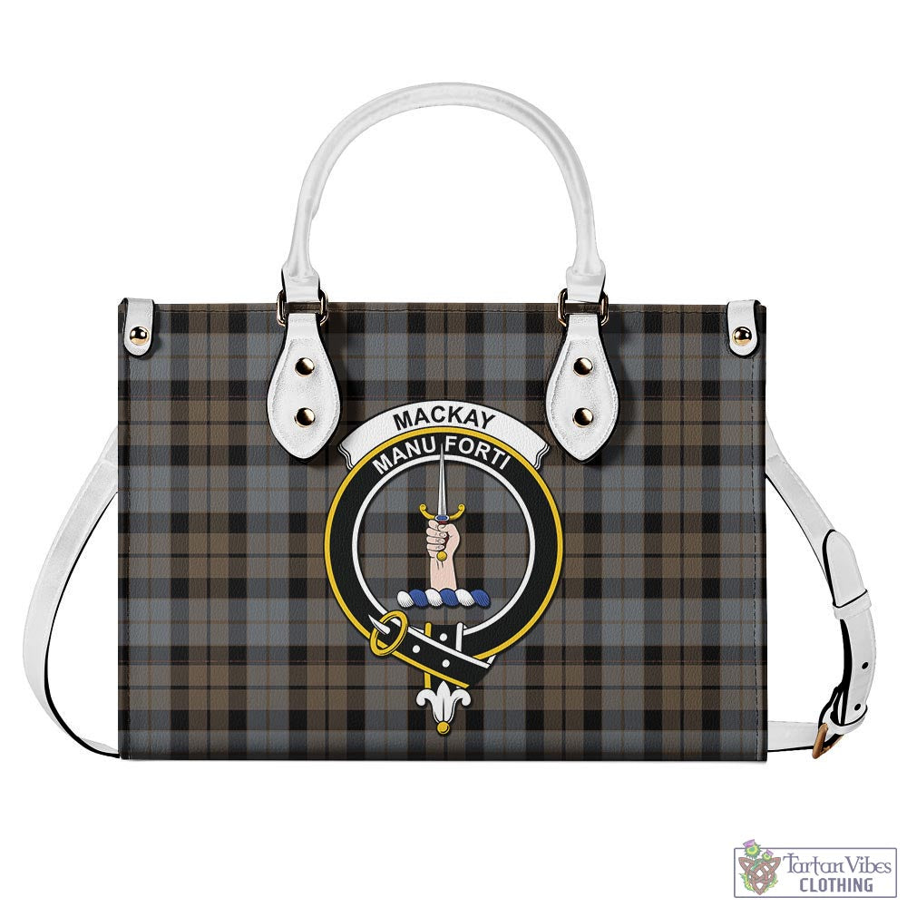 Tartan Vibes Clothing MacKay Weathered Tartan Luxury Leather Handbags with Family Crest