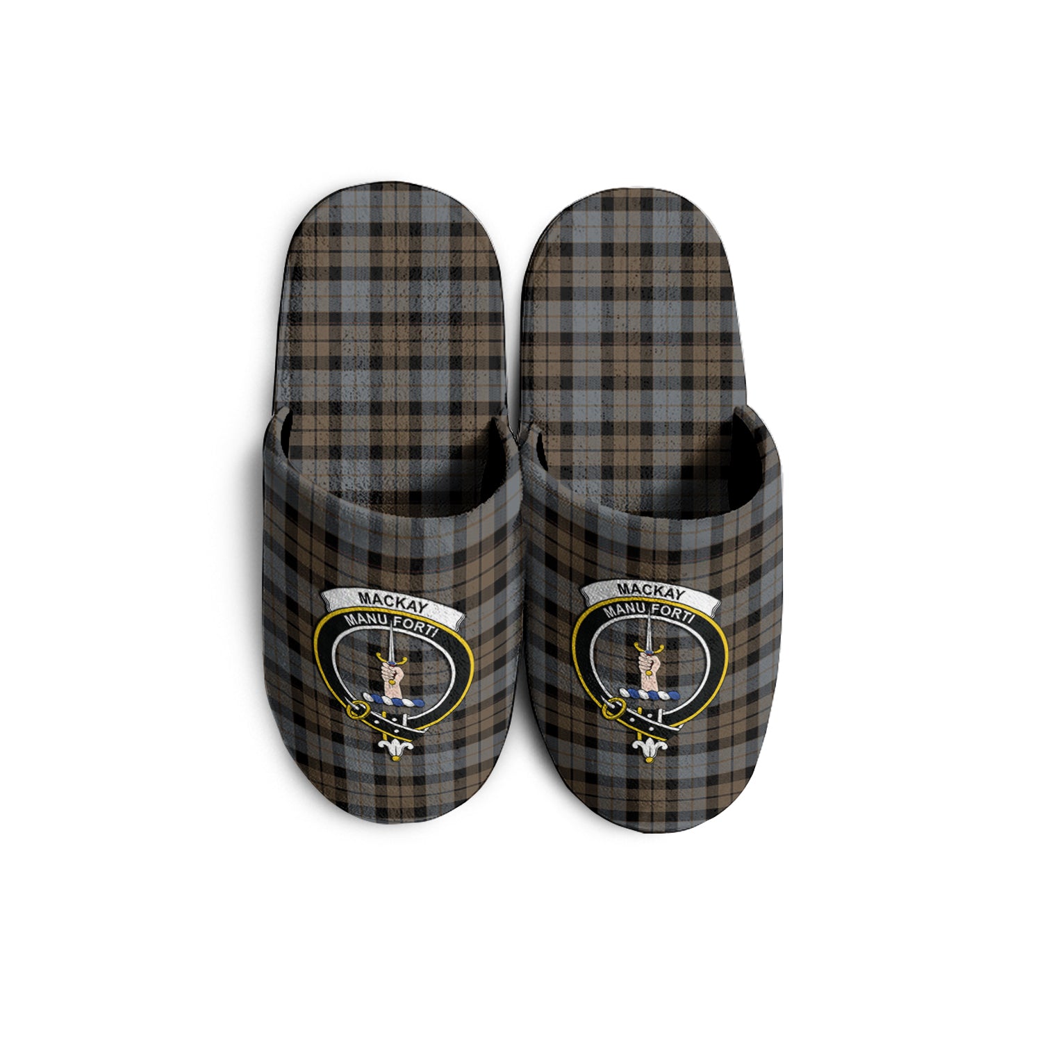 MacKay Weathered Tartan Home Slippers with Family Crest - Tartanvibesclothing