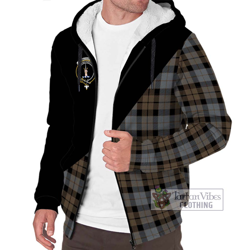 MacKay Weathered Tartan Sherpa Hoodie with Family Crest and Military Logo Style Unisex S - Tartanvibesclothing Shop