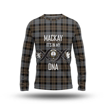 MacKay Weathered Tartan Long Sleeve T-Shirt with Family Crest DNA In Me Style