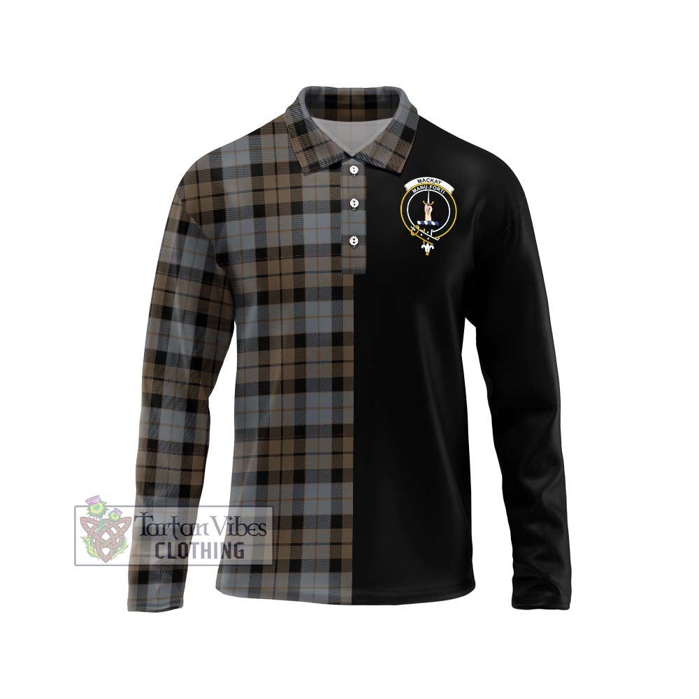 MacKay Weathered Tartan Long Sleeve Polo Shirt with Family Crest and Half Of Me Style Unisex - Tartanvibesclothing Shop