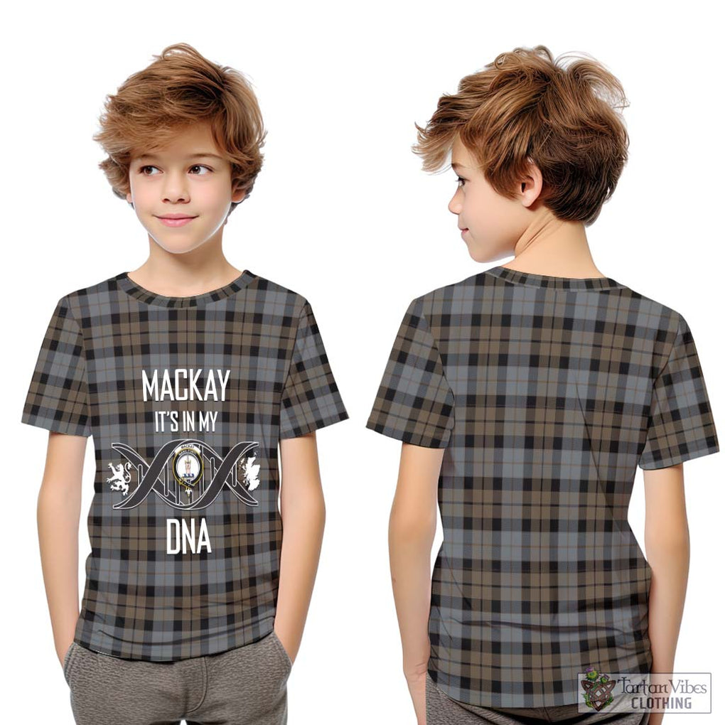 MacKay Weathered Tartan Kid T-Shirt with Family Crest DNA In Me Style Youth XL Size14 - Tartanvibesclothing Shop