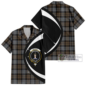 MacKay Weathered Tartan Short Sleeve Button Up with Family Crest Circle Style