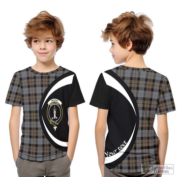 MacKay Weathered Tartan Kid T-Shirt with Family Crest Circle Style