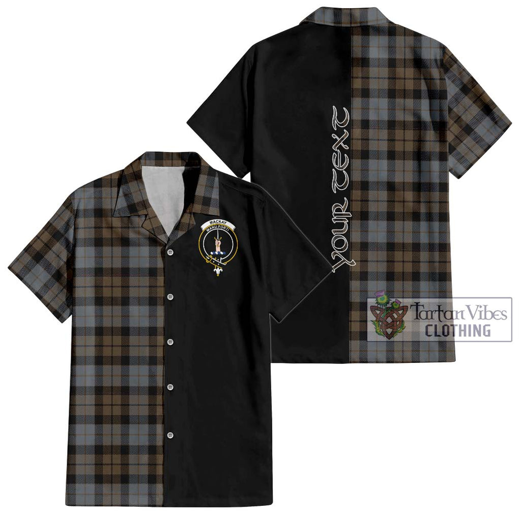 MacKay Weathered Tartan Short Sleeve Button Shirt with Family Crest and Half Of Me Style Kid - Tartanvibesclothing Shop