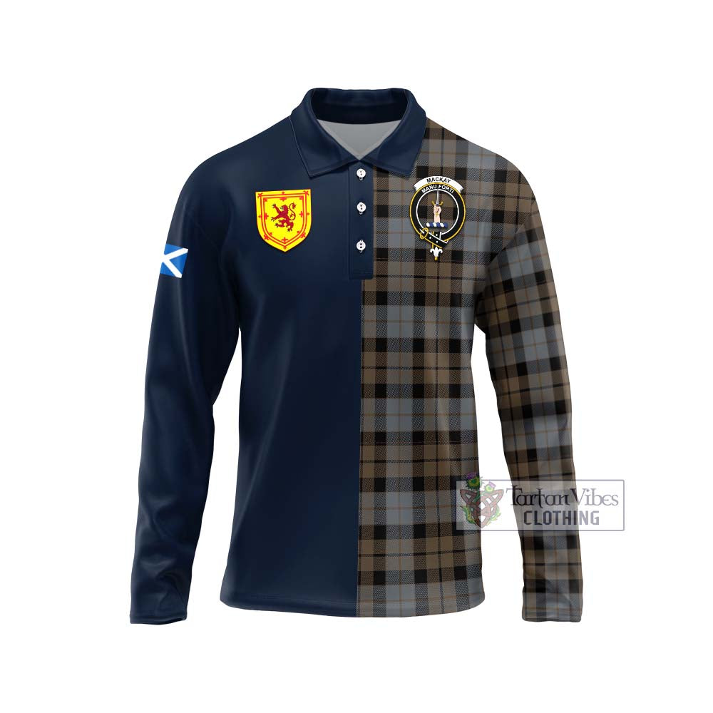 Tartan Vibes Clothing MacKay Weathered Tartan Long Sleeve Polo Shirt with Scottish Lion Royal Arm Half Style