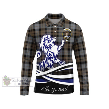 MacKay Weathered Tartan Long Sleeve Polo Shirt with Alba Gu Brath Regal Lion Emblem